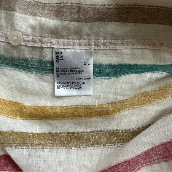 Sun+Stone Men’s Silas Regular Fit Texture Stripe Print Linen Shirt - Picture 5 of 5